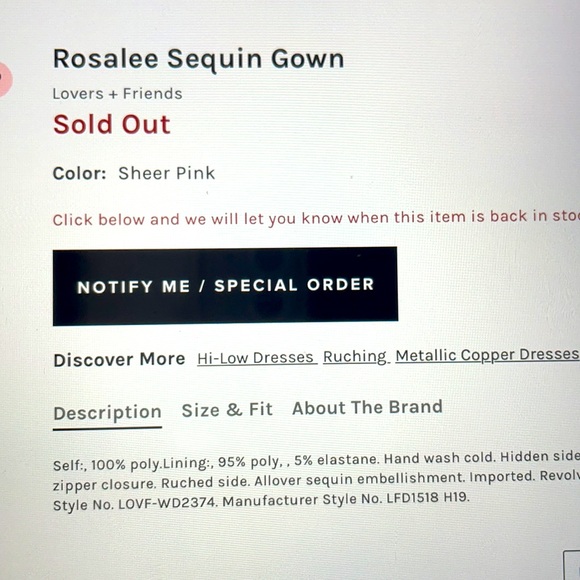 Lovers and friends Rosalie sequin gown NWT Small - Picture 6 of 7